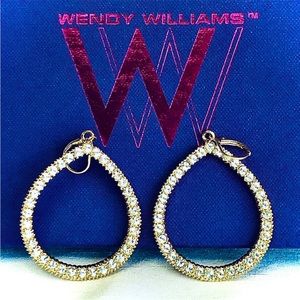 NWT Pave Crystal & Gold Teardrop Earrings-Wendy Williams-Lever Back C3